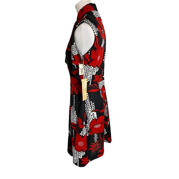 Vintage‎ 60s Sears Crestknit Mod Dress XS S Tag Jr 9 Black Red Floral Scarf Mod - Picture 2 of 13